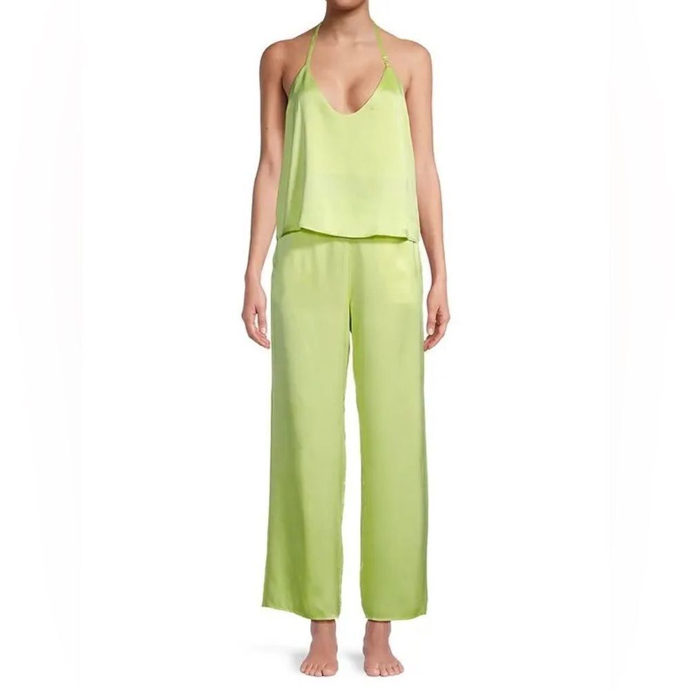 Lunya washable silk cami pant pajama set boundless lime size XL NWT